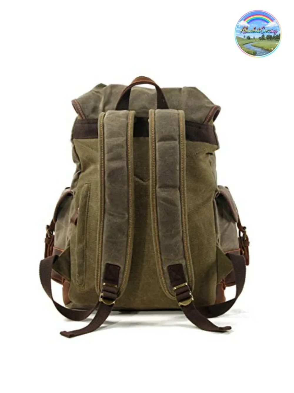 Travel Backpack Genuine Leather Waxed Canvas Laptop Hiking Rucksack